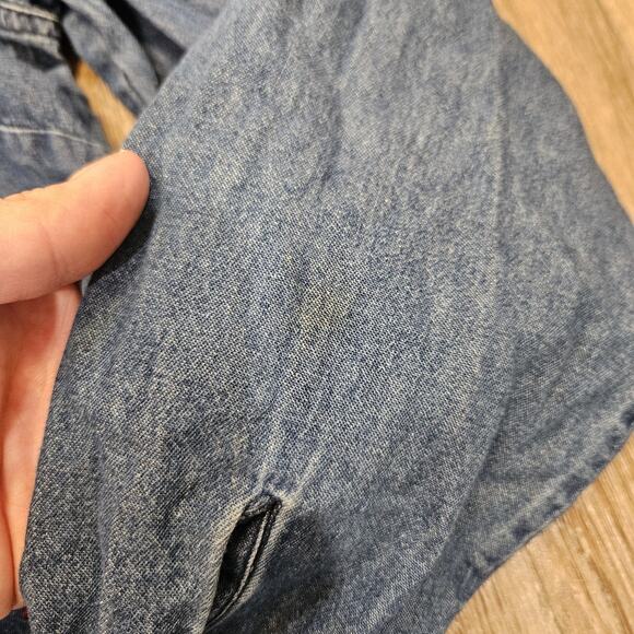 Vtg Wrangler Embroidered Floral Denim Top Womens L Blue Cottagecore Boho Western - Picture 5 of 9